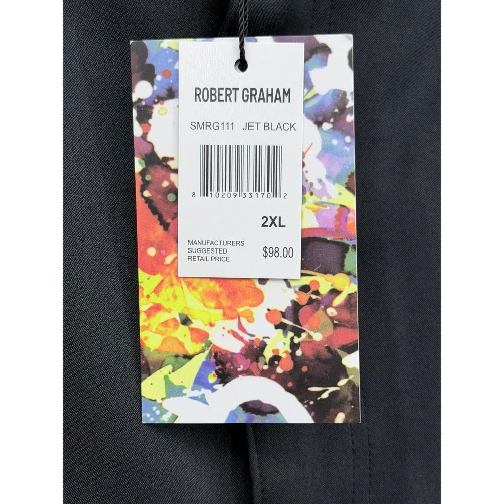 Robert Graham Shorts Mens 2XL Jet Black SMRG111 Pinup Print Lining NWT